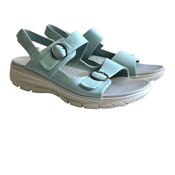 Skechers Easy Going SZ 11 Adjustable Vegan Sandals Certified Charm Aqua YogaFoam - Picture 1 of 13